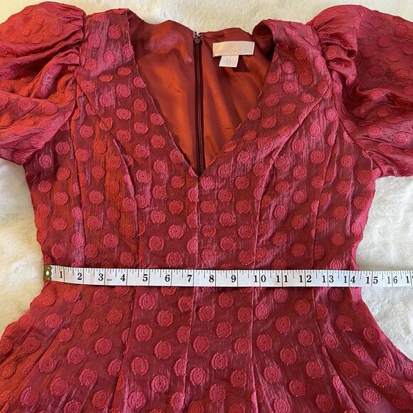 Rachel Parcell Anthropologie Flared Organza Dress Pink Polka Dot Women’s 4 - Picture 12 of 14